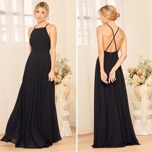 Lulus New Mythical Kind of Love Black Maxi Dress Black Size Small Strappy